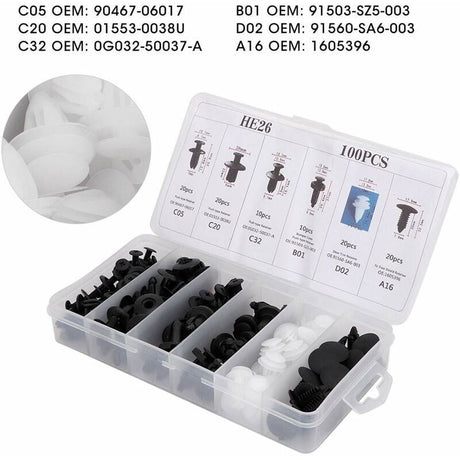 100 pcs Universal Door Trim Clip, Plastic Car Push Rivet Kit Door Card Panel Trim Clips Bumper Fastener Retainer