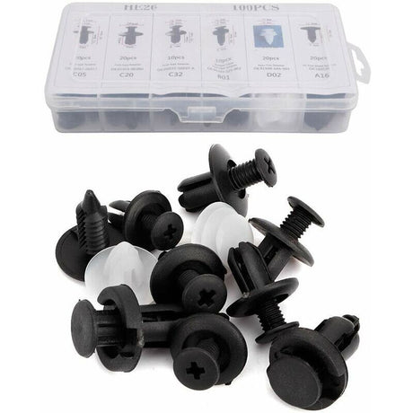 100 pcs Universal Door Trim Clip, Plastic Car Push Rivet Kit Door Card Panel Trim Clips Bumper Fastener Retainer