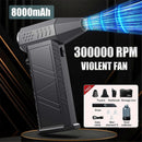 Turbo Jet Fan 300000RPM Powerful Air Blower, Brushless Motor Portable Dust Cleaner for Car Interior, 8000mAh Battery