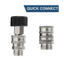 Stainless Steel Pressure Washer Quick Connect Kit, m22 14mm To 3/8in Quick Connect, 3/4in To 1/2in Qu, Stainless Steel + Brass material, Silver Color