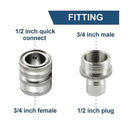 Stainless Steel Pressure Washer Quick Connect Kit, m22 14mm To 3/8in Quick Connect, 3/4in To 1/2in Qu, Stainless Steel + Brass material, Silver Color