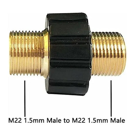 M22 x 1.5 Snabbkopplingsadapter for Slang, Dubbel male, Kompatibel med Karcher HD & HDs Hogtryckstvattar, 14mm Diameter, Brass material