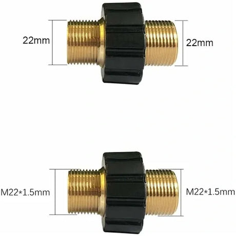 M22 x 1.5 Snabbkopplingsadapter for Slang, Dubbel male, Kompatibel med Karcher HD & HDs Hogtryckstvattar, 14mm Diameter, Brass material