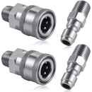Pressure Washer Coupler Set, 1/4 Inch NPT Stainless Steel Quick Connector Male Female External Thread, Cleaning Use