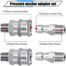 Pressure Washer Coupler Set, 1/4 Inch NPT Stainless Steel Quick Connector Male Female External Thread, Cleaning Use