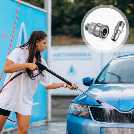 Pressure Washer Coupler Set, 1/4 Inch NPT Stainless Steel Quick Connector Male Female External Thread, Cleaning Use