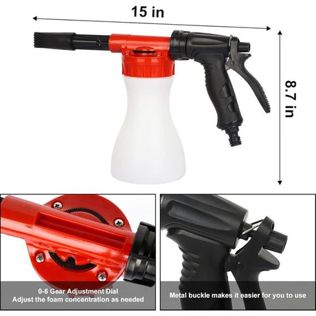 900ML Adjustable Foam Gun Spray Gun for Universal Garden Hose, Car Washing, Home Cleaning and Garden Watering, ABS Material