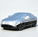 Half Car Cover Sedan with Green Reflective Strip,All Weather Car Body Cover for Sun, Rain, Dust(Fit People Movers,Utes Length 5.2m to 5.8m)-silver