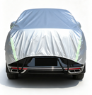 Half Car Cover Sedan with Green Reflective Strip,All Weather Car Body Cover for Sun, Rain, Dust(Fit People Movers,Utes Length 5.2m to 5.8m)-silver