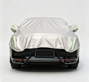 Half Car Cover Sedan with Green Reflective Strip,All Weather Car Body Cover for Sun, Rain, Dust(Fit medium sedans,medium SUVs Length 4.5m to 5.2m)-Sand gold