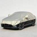 Half Car Cover Sedan with Green Reflective Strip,All Weather Car Body Cover for Sun, Rain, Dust(Fit People Movers,Utes Length 5.2m to 5.8m)-Sand gold