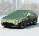 Half Car Cover Sedan with Green Reflective Strip,All Weather Car Body Cover for Sun, Rain, Dust(Fit Sedans, compact SUVs Length 4.3m to 4.5m)-green