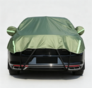 Half Car Cover Sedan with Green Reflective Strip,All Weather Car Body Cover for Sun, Rain, Dust(Fit People Movers,Utes Length 5.2m to 5.8m)-green