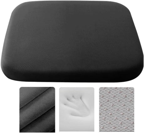 Crystal velvet seat cushion, ergonomic memory foam seat cushion, suitable for cars, comfortable and relieves tailbone pressure-black 45*45*4.5cm