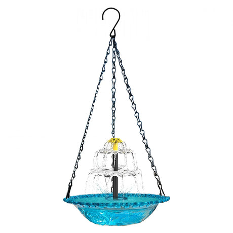 Solar Cascade Hanging Bird Bath Fountain, Hummingbird Water Fountain with Solar Pump Glass Bowl for Garden Yard Patio Backyard Decoration