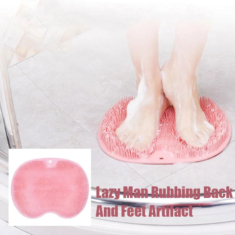Shower Foot Massager Scrubber, Silicone Bath Massage Cushion Brush Anti-Slip for Lazy Wash Feet, Improves Foot Circulation pink