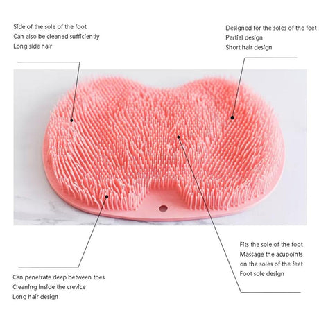 Shower Foot Massager Scrubber, Silicone Bath Massage Cushion Brush Anti-Slip for Lazy Wash Feet, Improves Foot Circulation pink