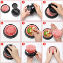 3 in 1 Burger Press Patty Maker,Plutput Hamburger Patty Maker Stuffed Burgers Press with 100p Burger Paper for BBQ Non-Stick Sliders Beef Burger Press (Black)