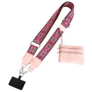 Clip and Go Phone Strap with Zipper Pouch,Crossbody Adjustable Chain Lanyard with PU Leather Wallet for All Phones C