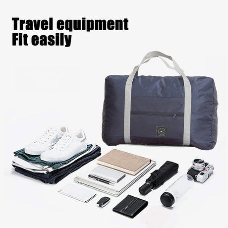 Foldable Travel Duffel Bag Tote Carry On Luggage Sport Duffle Week-ender Overnight For Women And Girls C-Navy