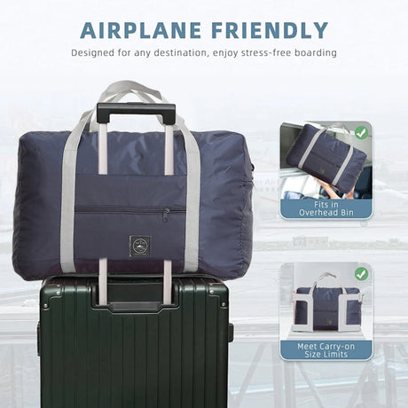 Foldable Travel Duffel Bag Tote Carry On Luggage Sport Duffle Week-ender Overnight For Women And Girls C-Navy