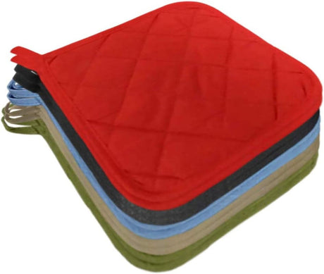 5Pcs Kitchen Pot Holders Set Heat Resistant Pure Cotton Potholders Kit Trivets Large Coasters Hot Pads Pot Holders for Everyday Cooking and Baking by 6.5 x 6.5 Inch Multicolor