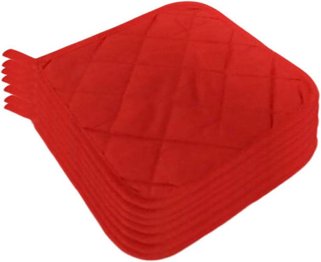 5Pcs Kitchen Pot Holders Set Heat Resistant Pure Cotton Potholders Kit Trivets Large Coasters Hot Pads Pot Holders for Everyday Cooking and Baking by 6.5 x 6.5 Inch Red
