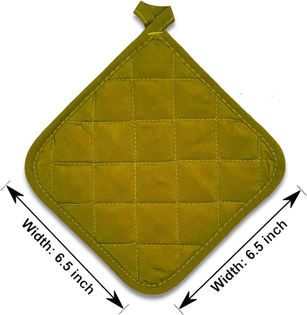 5Pcs Kitchen Pot Holders Set Heat Resistant Pure Cotton Potholders Kit Trivets Large Coasters Hot Pads Pot Holders for Everyday Cooking and Baking by 6.5 x 6.5 Inch Sage