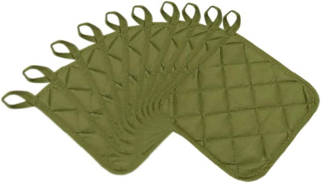 5Pcs Kitchen Pot Holders Set Heat Resistant Pure Cotton Potholders Kit Trivets Large Coasters Hot Pads Pot Holders for Everyday Cooking and Baking by 6.5 x 6.5 Inch Sage