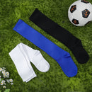 HEQUSIGNS 3 Pairs Kids Soccer Socks,Boys Girls Long Hockey Rugby Socks,Unisex Anti-slip Towel Bottom Football Socks for Children Aged 4-13 to Playing Sports Black+Blue+White