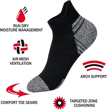 Tsoduce 5 Pairs Athletic Ankle Womens Socks Running Compression Socks for Women Cozy Low Cut Performance Soft Tab Socks Mix Color 3