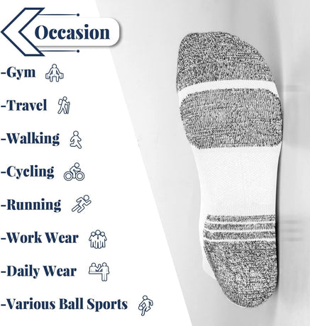 Tsoduce 5 Pairs Athletic Ankle Womens Socks Running Compression Socks for Women Cozy Low Cut Performance Soft Tab Socks White