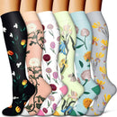 6Pairs Compression Socks for Women and Men - Best for Circulation, Running, Athletic, Recover, Nurse, Travel L/XL 01 Black/Oranga/White/Green/Blue/Gray