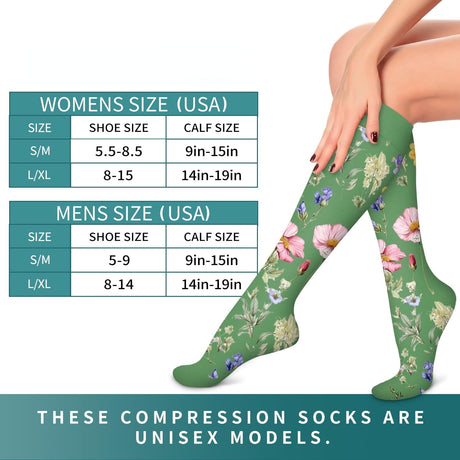 6Pairs Compression Socks for Women and Men - Best for Circulation, Running, Athletic, Recover, Nurse, Travel L/XL 05 Yellow/Blue/Pink/Green/Green/Black