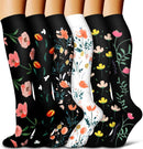 6Pairs Compression Socks for Women and Men - Best for Circulation, Running, Athletic, Recover, Nurse, Travel S/M 10 Black 5 Pairs/White