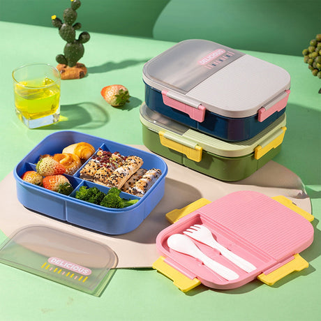 Xuniizn Bento Box Adult Lunch Box, Containers for Adults Men Women, Lunchable Food Container with Utensils, Sauce Jar, Muffin Liners, Microwave & Dishwasher Safe Green#2