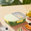 Xuniizn Bento Box Adult Lunch Box, Containers for Adults Men Women, Lunchable Food Container with Utensils, Sauce Jar, Muffin Liners, Microwave & Dishwasher Safe Green