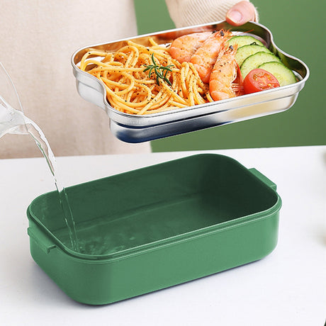 Xuniizn Bento Box Adult Lunch Box, Containers for Adults Men Women, Lunchable Food Container with Utensils, Sauce Jar, Muffin Liners, Microwave & Dishwasher Safe Green#5