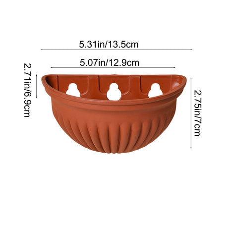 Tyidzon Semi-Circular Hanging Planters for Indoor Outdoor Plants, Wall Mount Flower Pot Holder Hanger for Indoor and Outdoor Use Brown