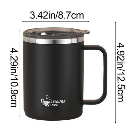 Insulated Coffee Mug with Handle & Lid - 17oz Stainless Steel Travel Tumbler, Double Wall Vacuum (Black) by PALIFEUR 01_【Limited Edition】 2026 New Model Smart Coffee Mug