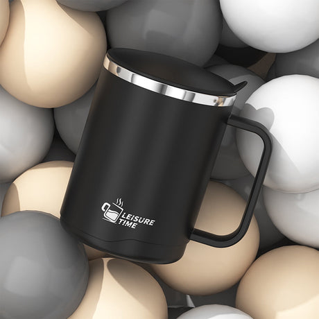 Insulated Coffee Mug with Handle & Lid - 17oz Stainless Steel Travel Tumbler, Double Wall Vacuum (Black) by PALIFEUR 01_【Limited Edition】 2026 New Model Smart Coffee Mug