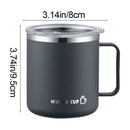 Insulated Coffee Mug with Handle & Lid - 17oz Stainless Steel Travel Tumbler, Double Wall Vacuum (Black) by PALIFEUR 06_【Enhanced Insulation】 Heat-Resistant Handle Coffee Mug