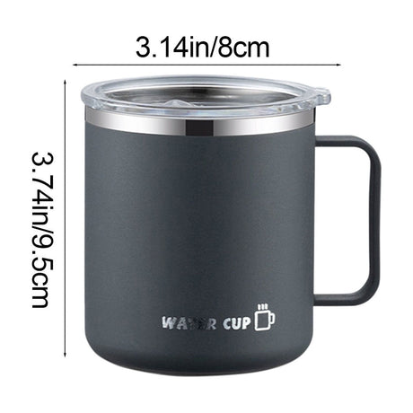 Insulated Coffee Mug with Handle & Lid - 17oz Stainless Steel Travel Tumbler, Double Wall Vacuum (Black) by PALIFEUR 06_【Enhanced Insulation】 Heat-Resistant Handle Coffee Mug