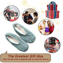 1Pairs Womens Thick & Warm Slipper Socks with Non Slip Grippers - House Socks,light pink light blue