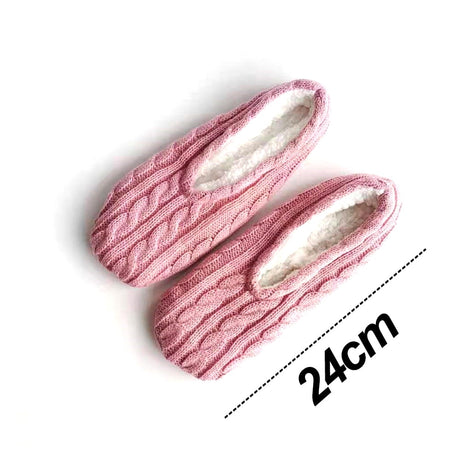 1Pairs Womens Thick & Warm Slipper Socks with Non Slip Grippers - House Socks light pink