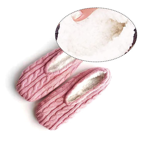 1Pairs Womens Thick & Warm Slipper Socks with Non Slip Grippers - House Socks light pink