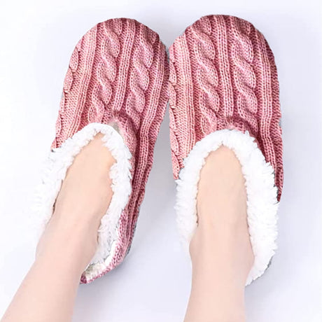 1Pairs Womens Thick & Warm Slipper Socks with Non Slip Grippers - House Socks light pink