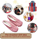 1Pairs Womens Thick & Warm Slipper Socks with Non Slip Grippers - House Socks light pink