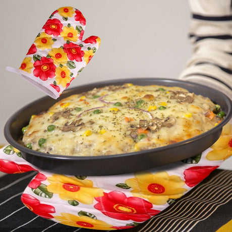 Oven Mitts Clearance! JWDX Baking Oven Gloves Sunflower on White Background, Oven Oven Heat Oven Glove Polyester Floral Printed Pot Holder Microwave Glove Thickened Microwave Bakeware D