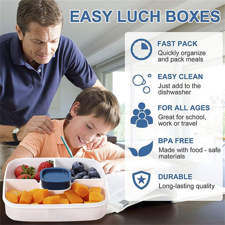 Food Storage, Light Meal Salad Box Japanese Style Double Layer Compartment Lunch Box, Kitchen Supplies , 1Pc Portable Box and Salad Bowl Combo Keep Your Food Fresh and Organized Blue